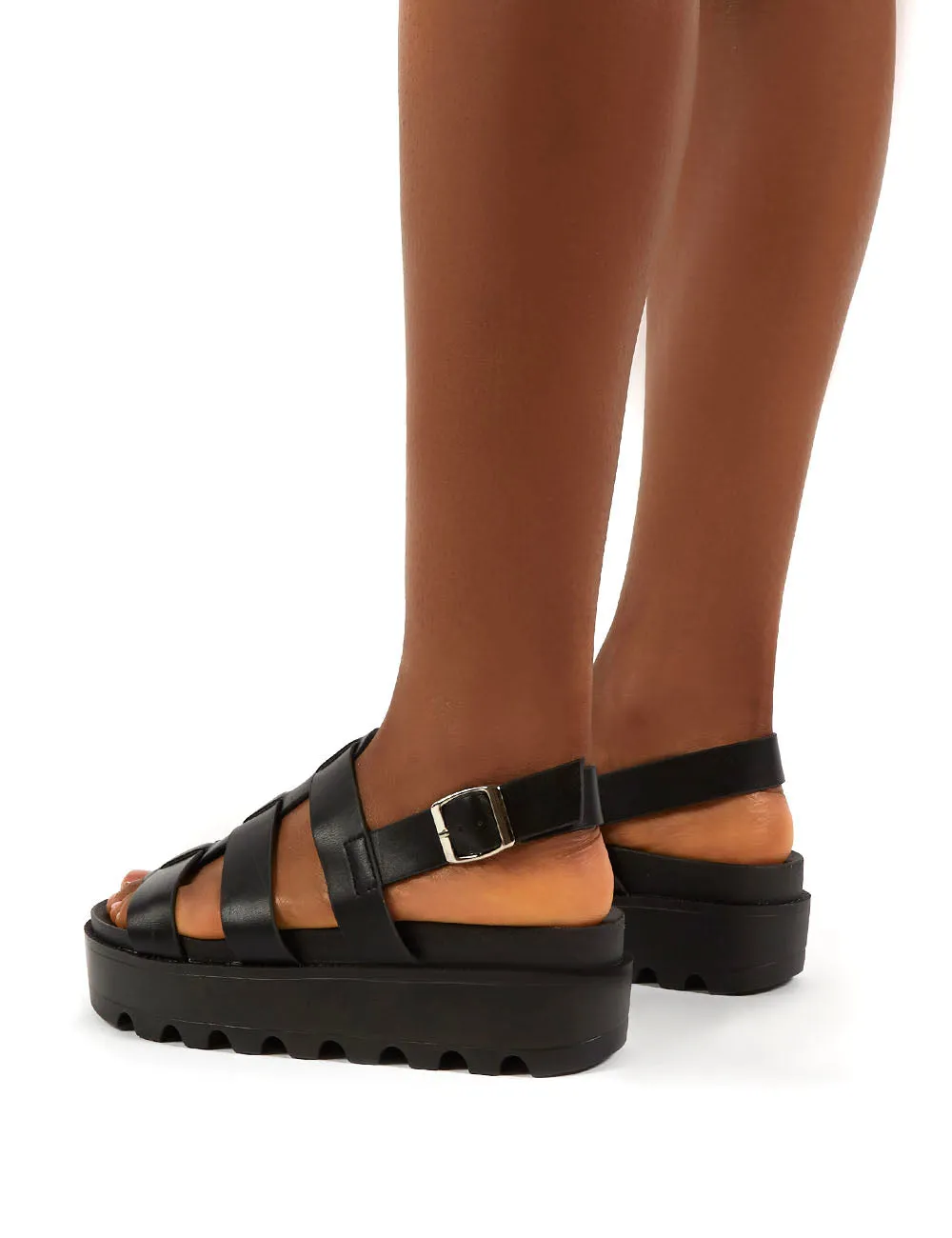 Coco Black Pu Triple Strap Gladiator Platform Sandals sold by Public Desire product image thumbnail 4
