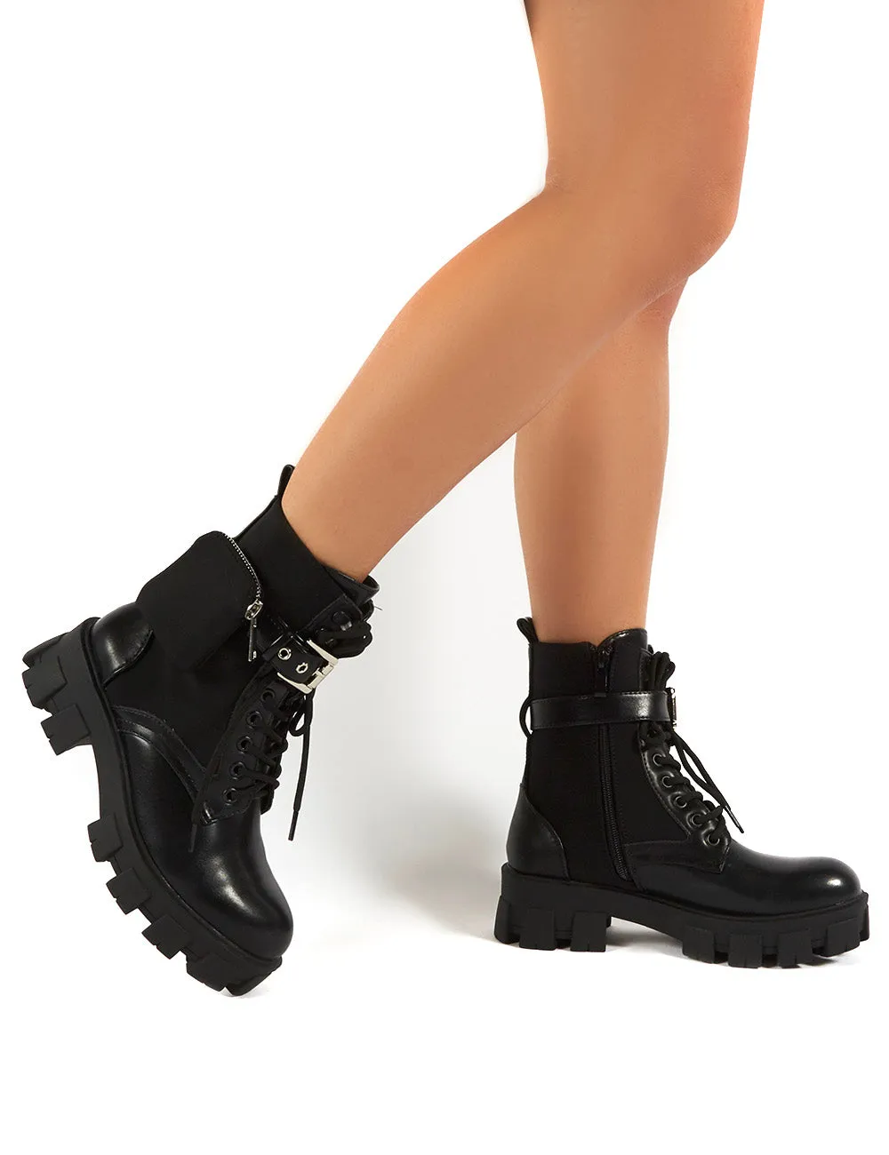 Ryder Black Chunky Sole Pouch Detail Ankle Boots sold by Public Desire product image thumbnail 3
