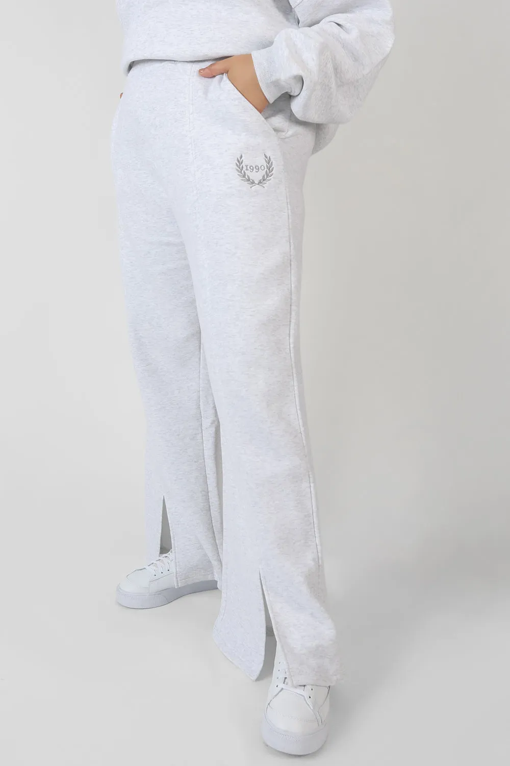 Curve Oversized Embroidered Split Front Joggers Oatmeal Marl sold by Public Desire product image thumbnail 4