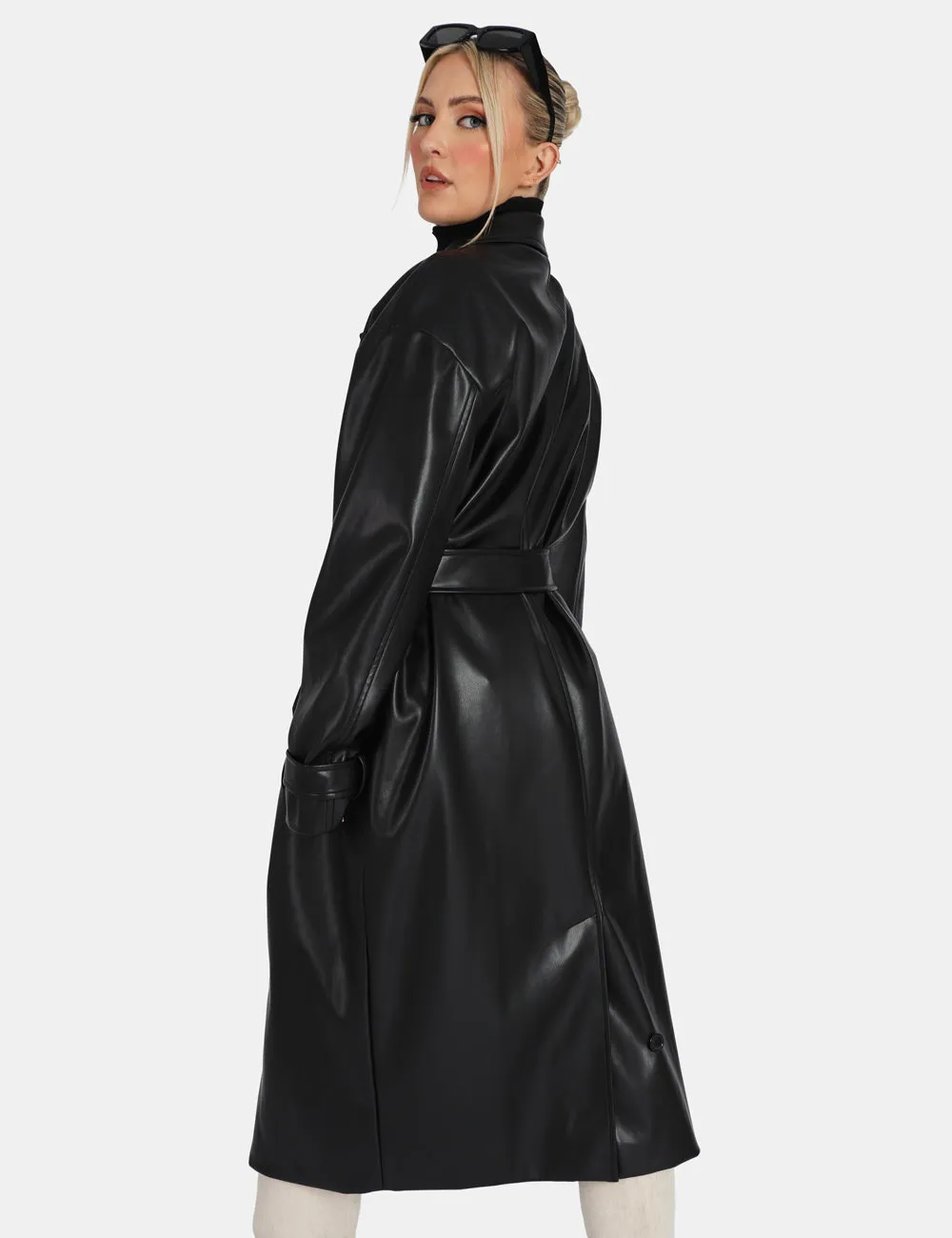 Longline Pu Belted Black Trench sold by Public Desire product image thumbnail 2