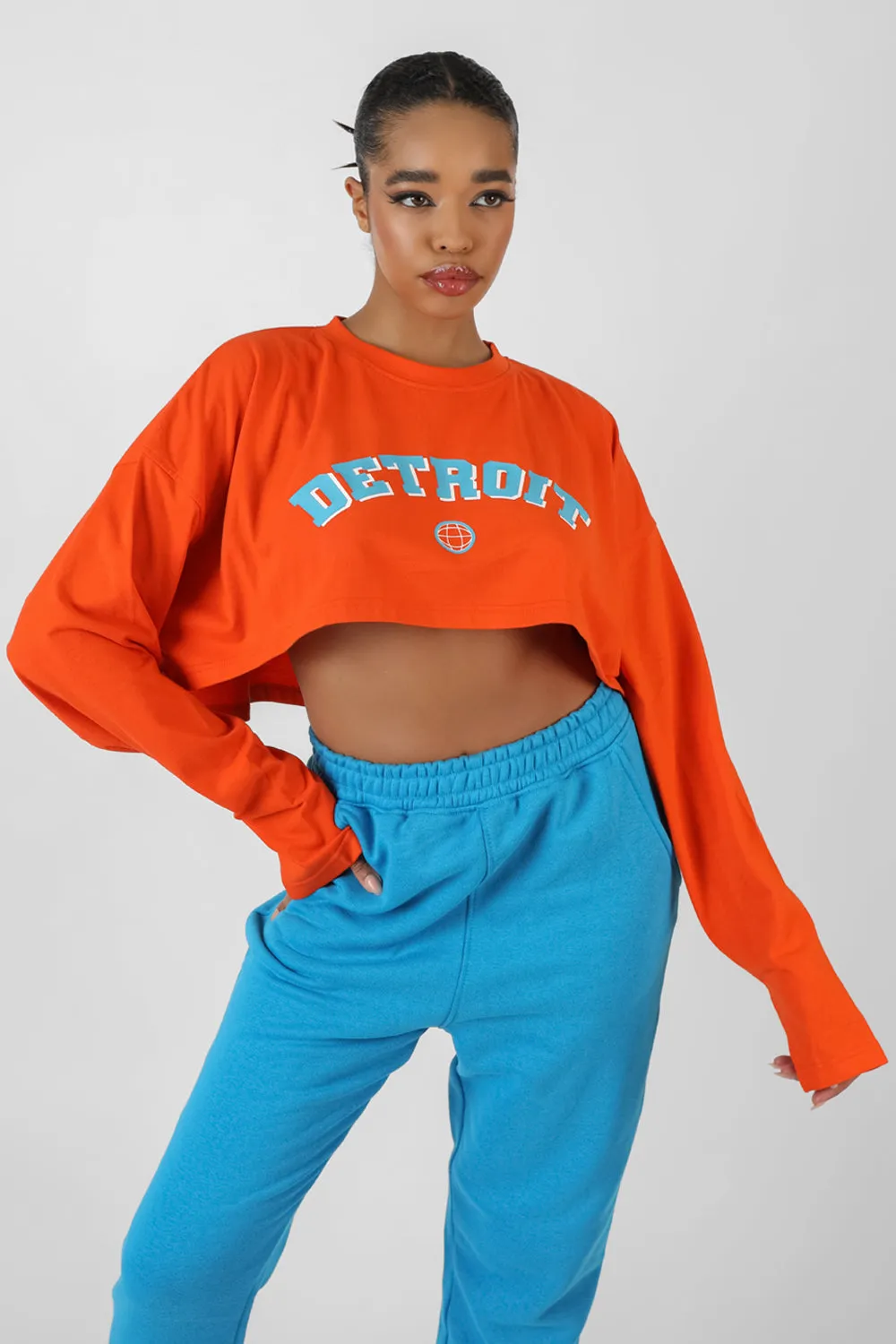 Detroit Super Cropped Long Sleeve T-Shirt Orange sold by Public Desire product image thumbnail 2