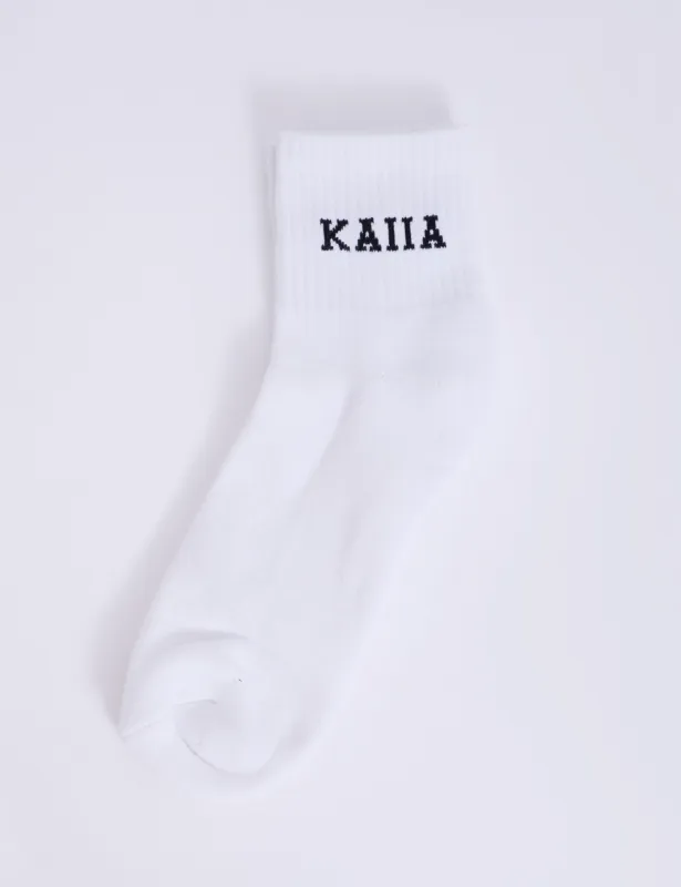 One Pair Kaiia Logo Socks White & Black sold by Public Desire