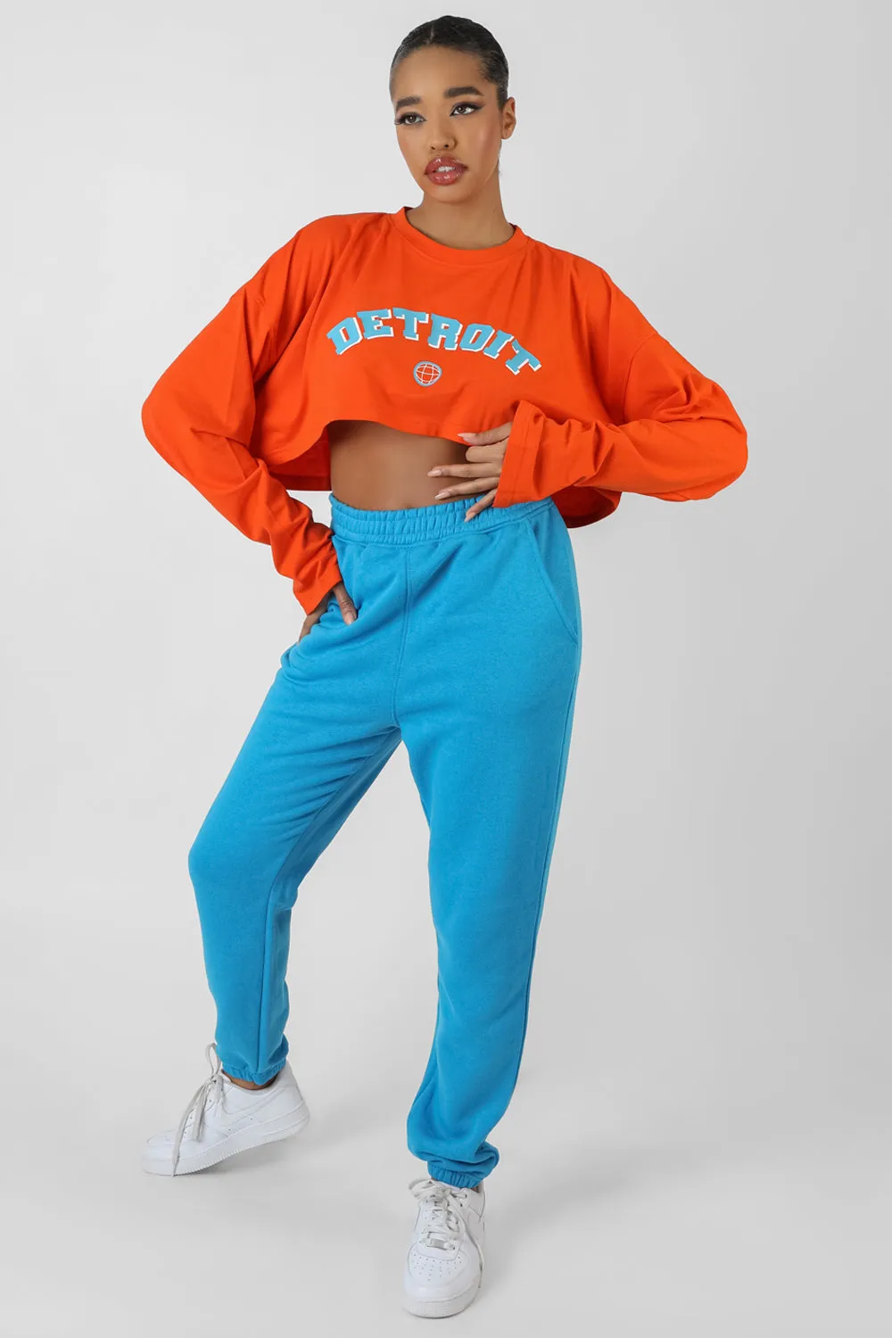 Detroit Super Cropped Long Sleeve T-Shirt Orange sold by Public Desire product image thumbnail 3