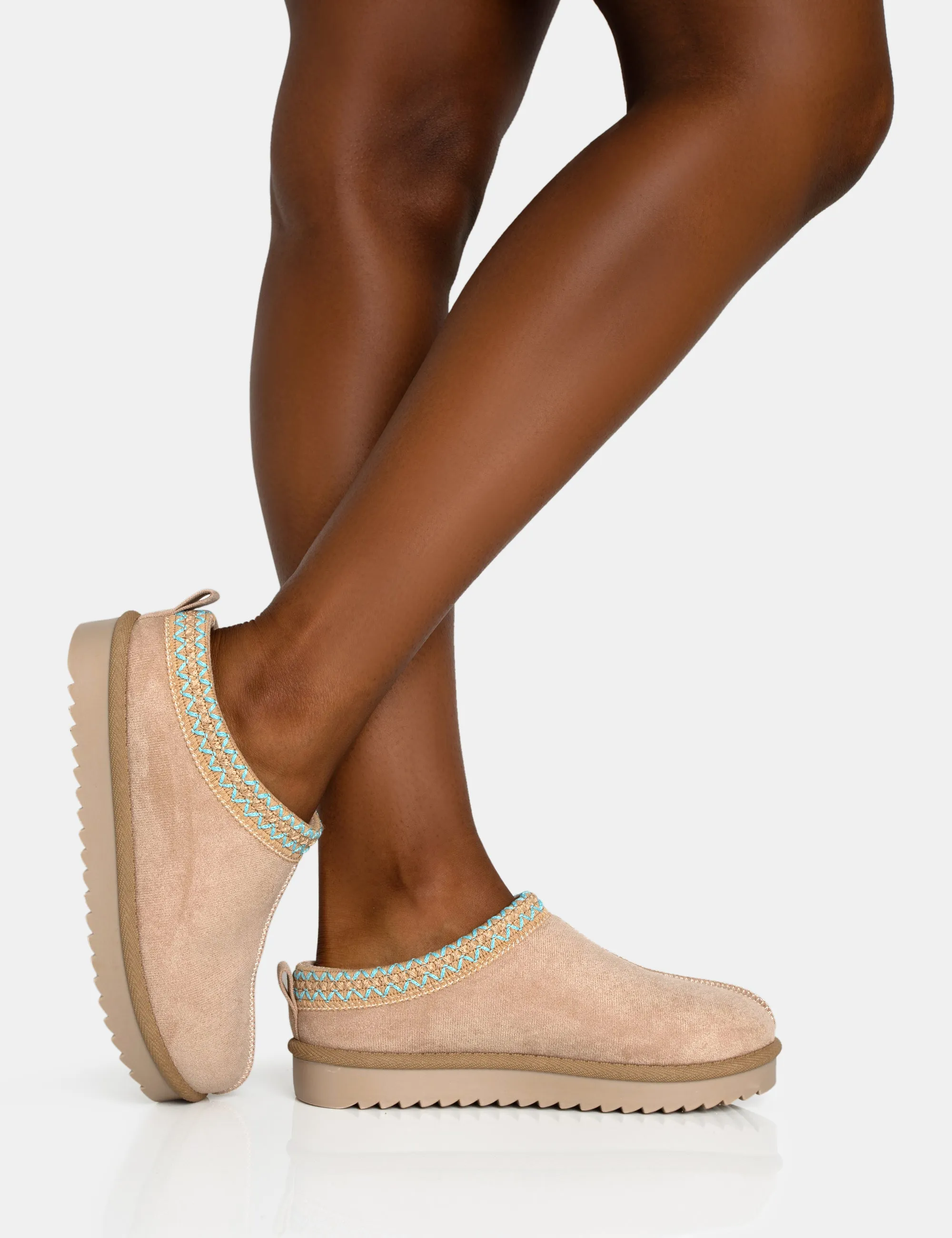 Tamsin Griege Faux Suede Embroidered Slipper Boots sold by Public Desire product image thumbnail 2