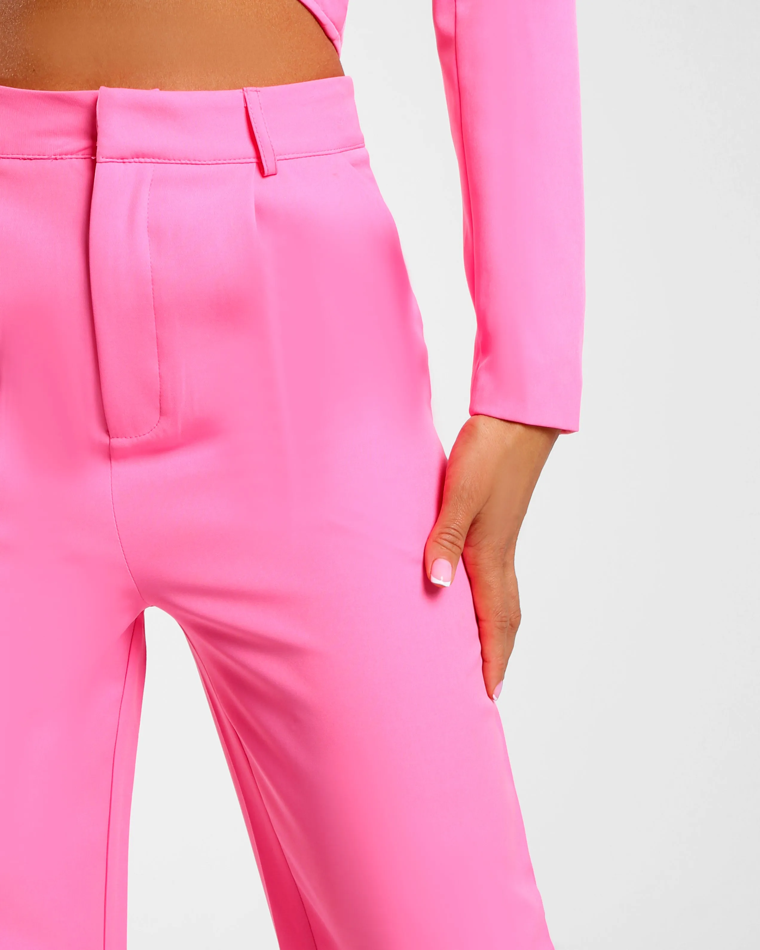 Amber x Public Desire high waist tailored trouser co ord in pink sold by Public Desire product image thumbnail 3