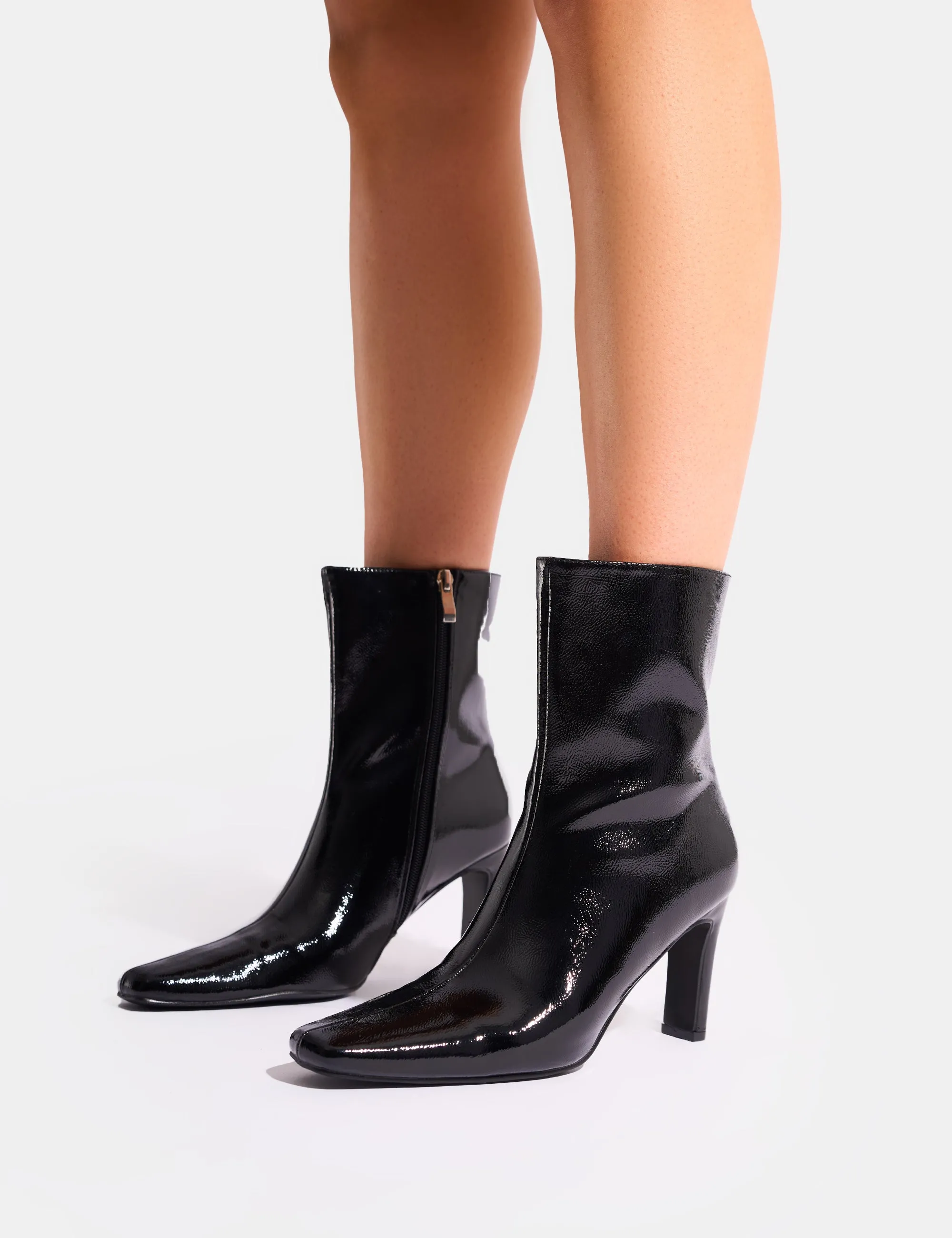 Polaris Black Patent Snipped Toe Ankle Boots sold by Public Desire product image thumbnail 3