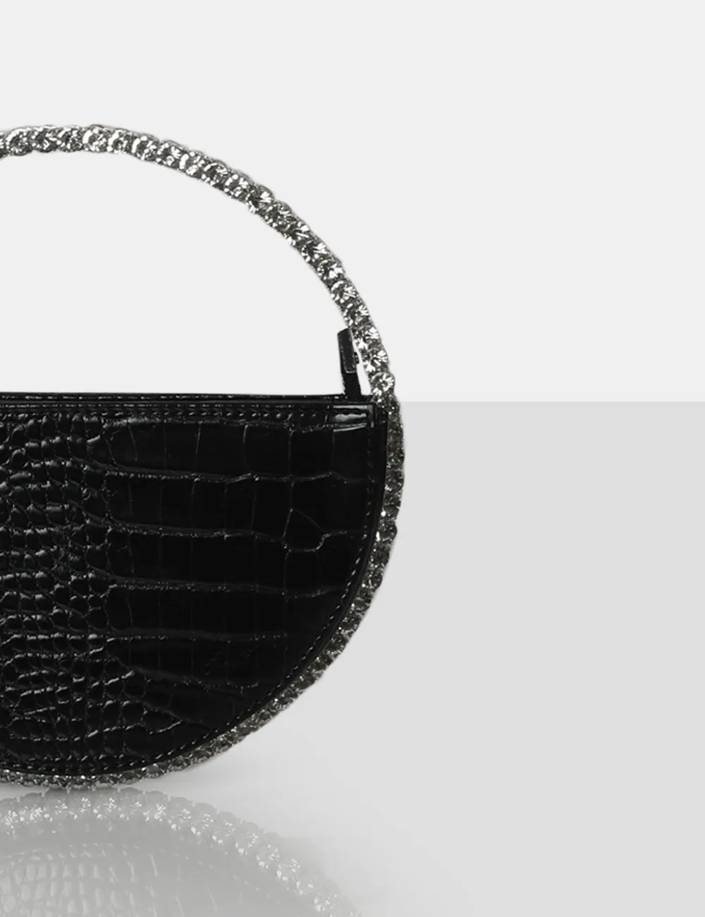 The Alessia Black Croc Circle Diamante Mini Handbag sold by Public Desire product image thumbnail 3
