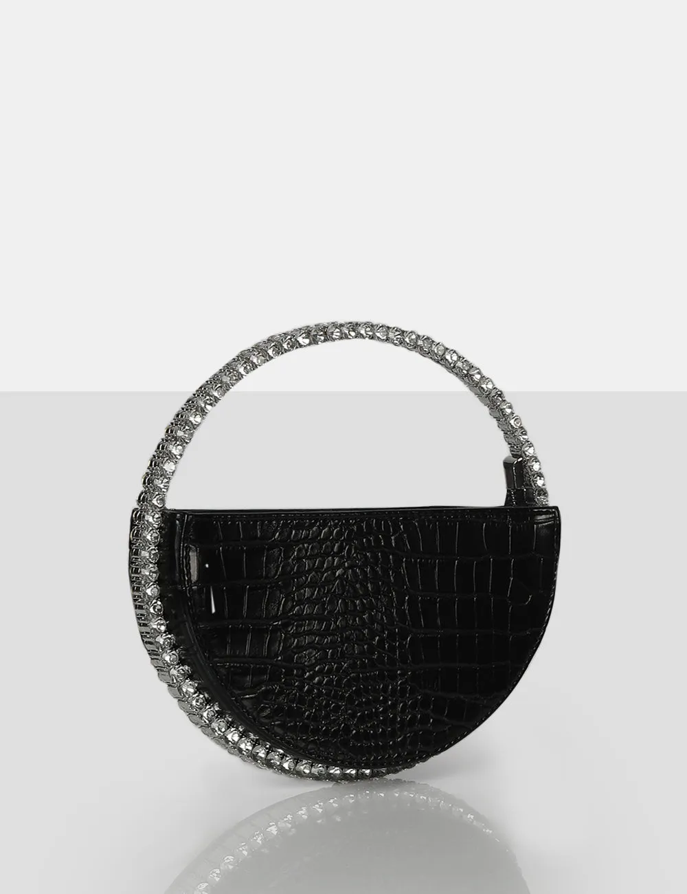 The Alessia Black Croc Circle Diamante Mini Handbag sold by Public Desire product image thumbnail 2