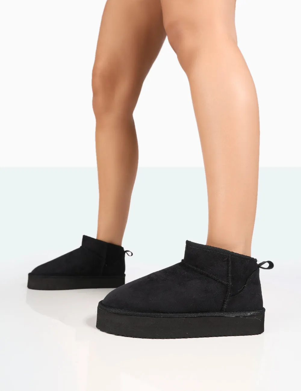 Shorty Black Faux Suede Ultra Mini Chunky Ankle Boot sold by Public Desire product image thumbnail 2