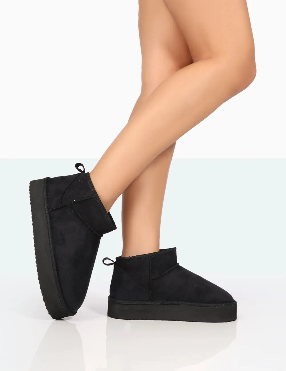 Shorty Black Faux Suede Ultra Mini Chunky Ankle Boot sold by Public Desire