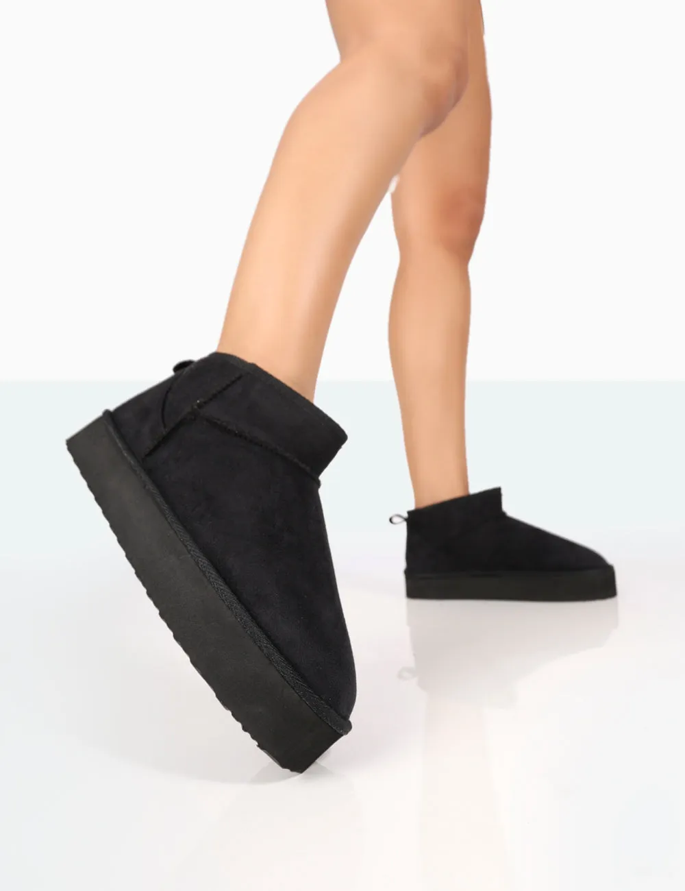 Shorty Black Faux Suede Ultra Mini Chunky Ankle Boot sold by Public Desire product image thumbnail 3