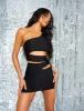 One Shoulder Asymetric Cut Out Mini Dress Black sold by Public Desire