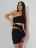 One Shoulder Asymetric Cut Out Mini Dress Black sold by Public Desire