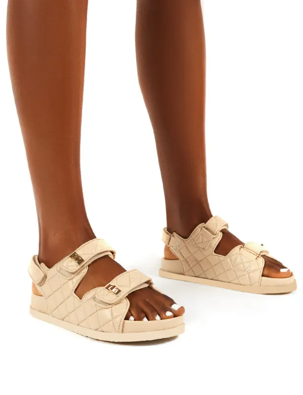 Carmen Nude Buckle Strap Flat Sandals sold by Public Desire