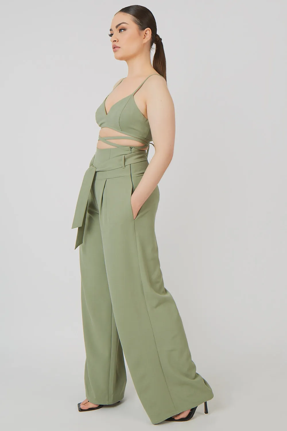 Premium Tie Wrap Detail Bralet Sage sold by Public Desire product image thumbnail 4