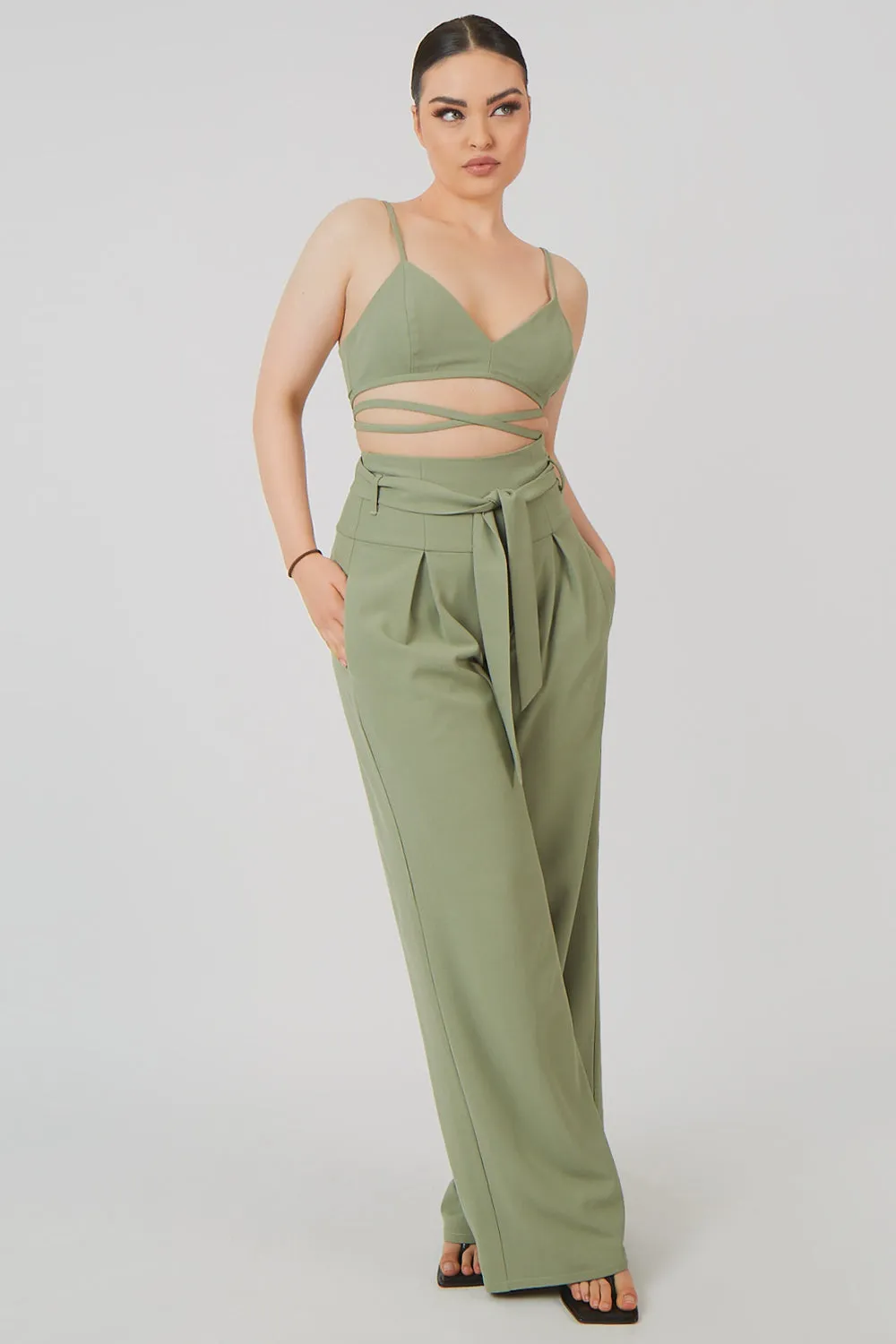 Premium Tie Wrap Detail Bralet Sage sold by Public Desire product image thumbnail 3