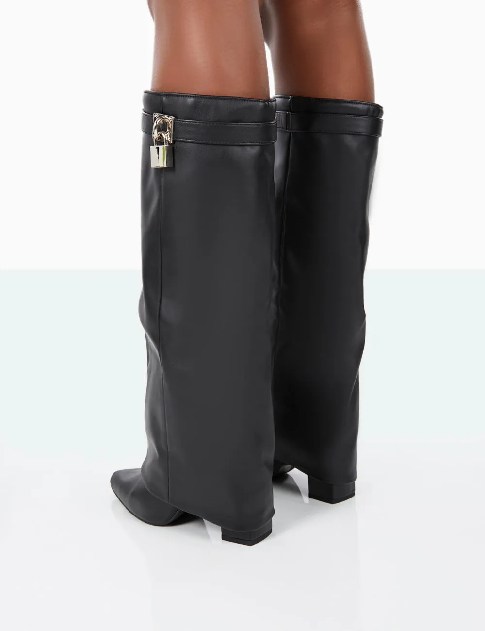 Echo Black Grain Pu Pointed Toe Knee High Block Boots sold by Public Desire product image thumbnail 4