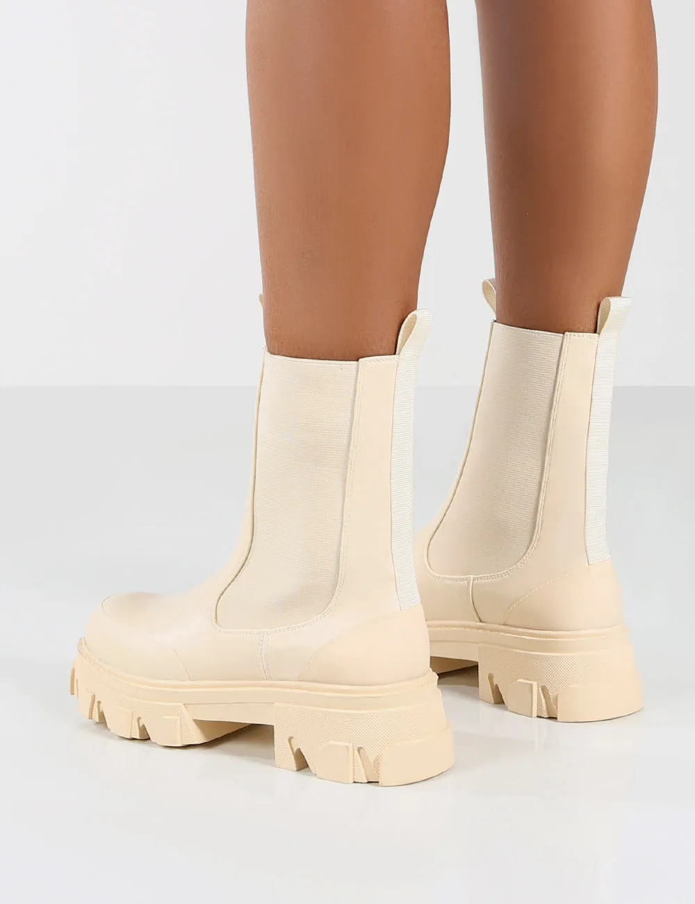 Amber x Public Desire Wonder Cream PU Pocket Chunky Sole Ankle Boot sold by Public Desire product image thumbnail 2