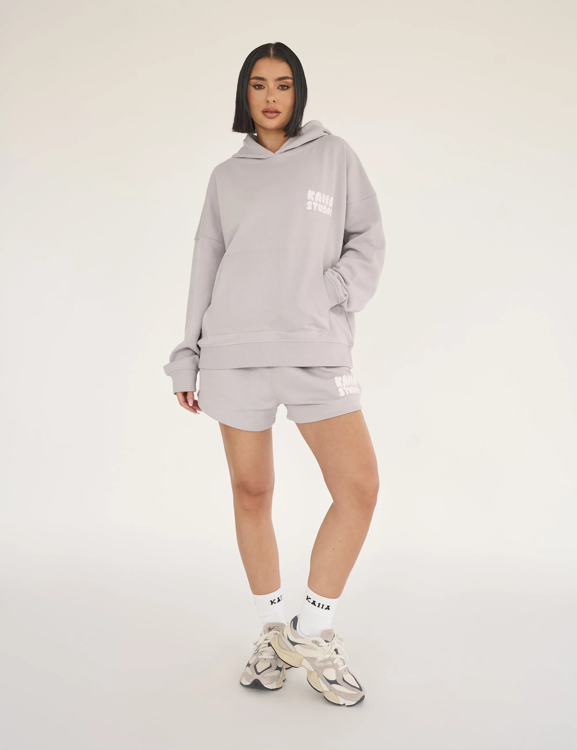 Kaiia Studio Bubble Logo Oversized Hoodie Light Grey sold by Public Desire product image thumbnail 3