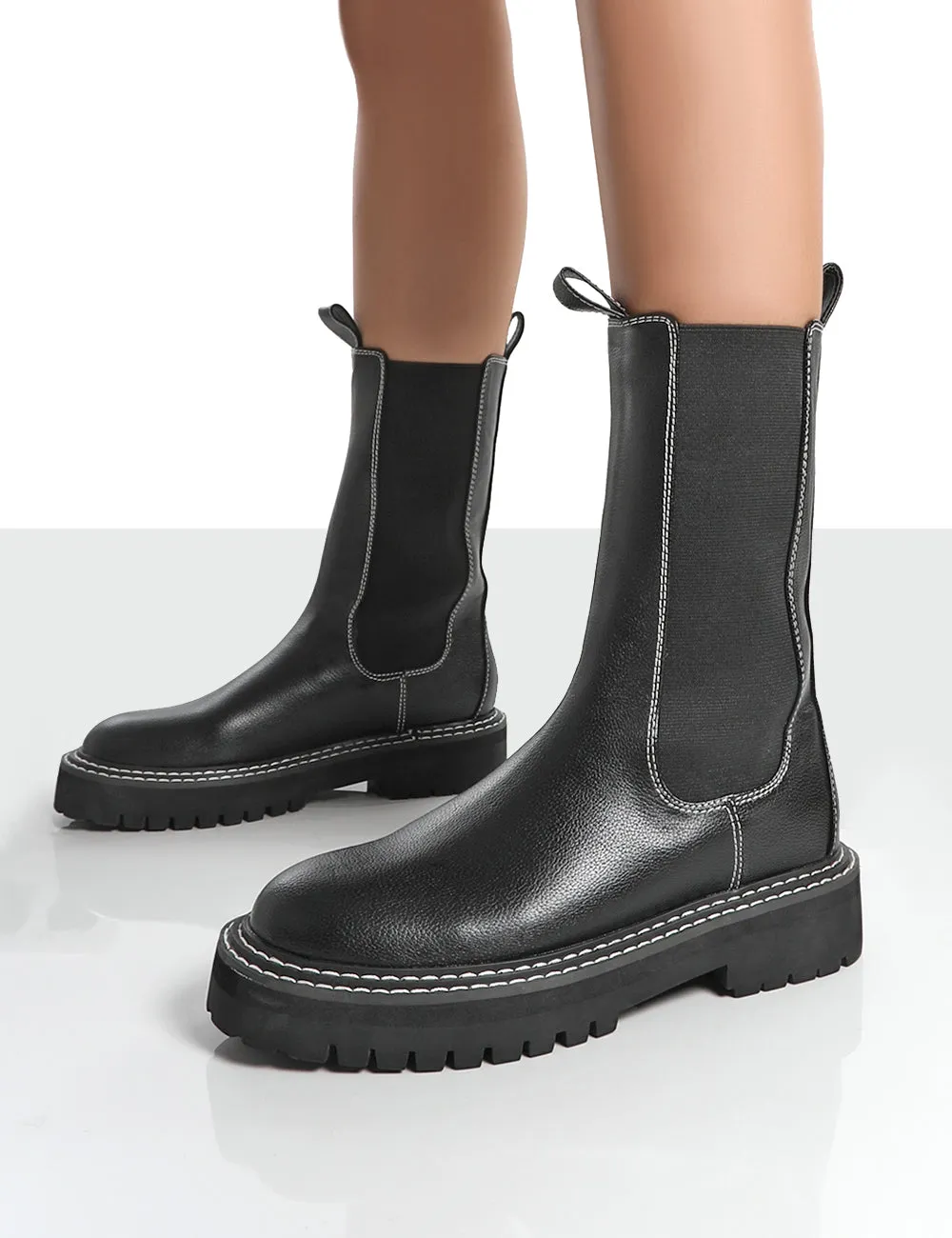 Animate Black Ankle Chunky Sole Chelsea Boots sold by Public Desire product image thumbnail 3
