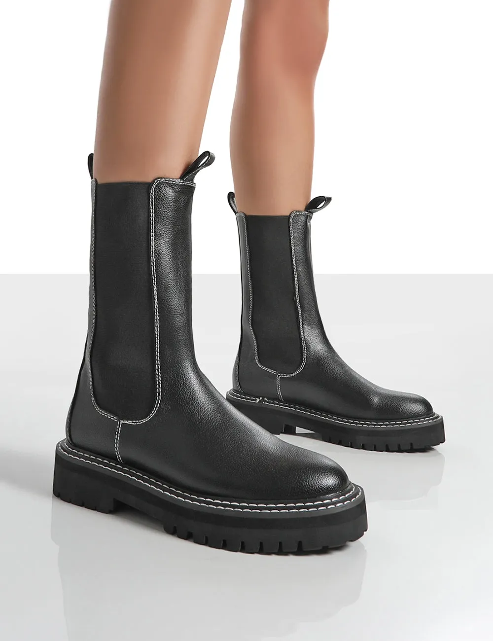 Animate Black Ankle Chunky Sole Chelsea Boots sold by Public Desire