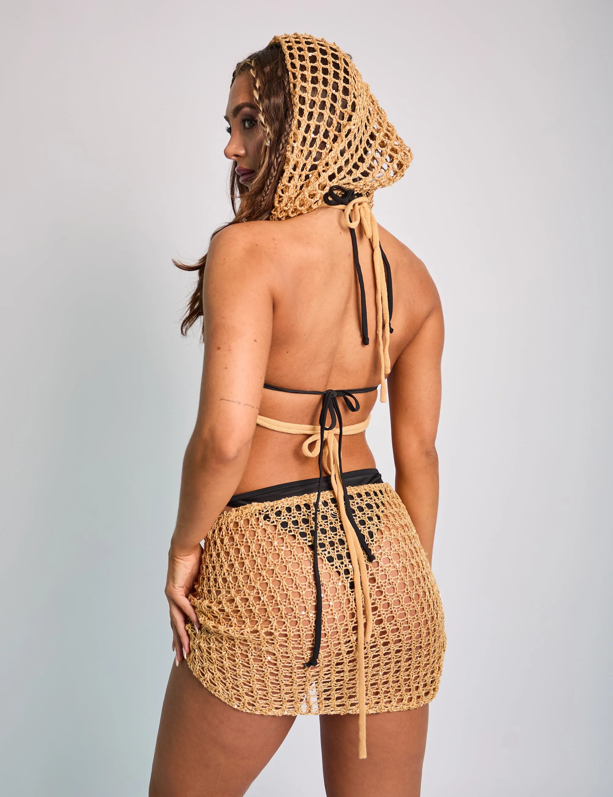 Crochet Top With Hood Co Ord Gold sold by Public Desire product image thumbnail 2