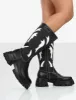 Fly Away Black Pu Western Cowboy Platform Chunky Sole Knee High Boots sold by Public Desire