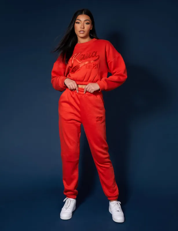 Varsity Tonal 90'S Joggers Flame Red sold by Public Desire
