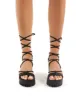 Roxanne Wide Fit Black Strappy Lace Up Cleated Platform Block Heels sold by Public Desire