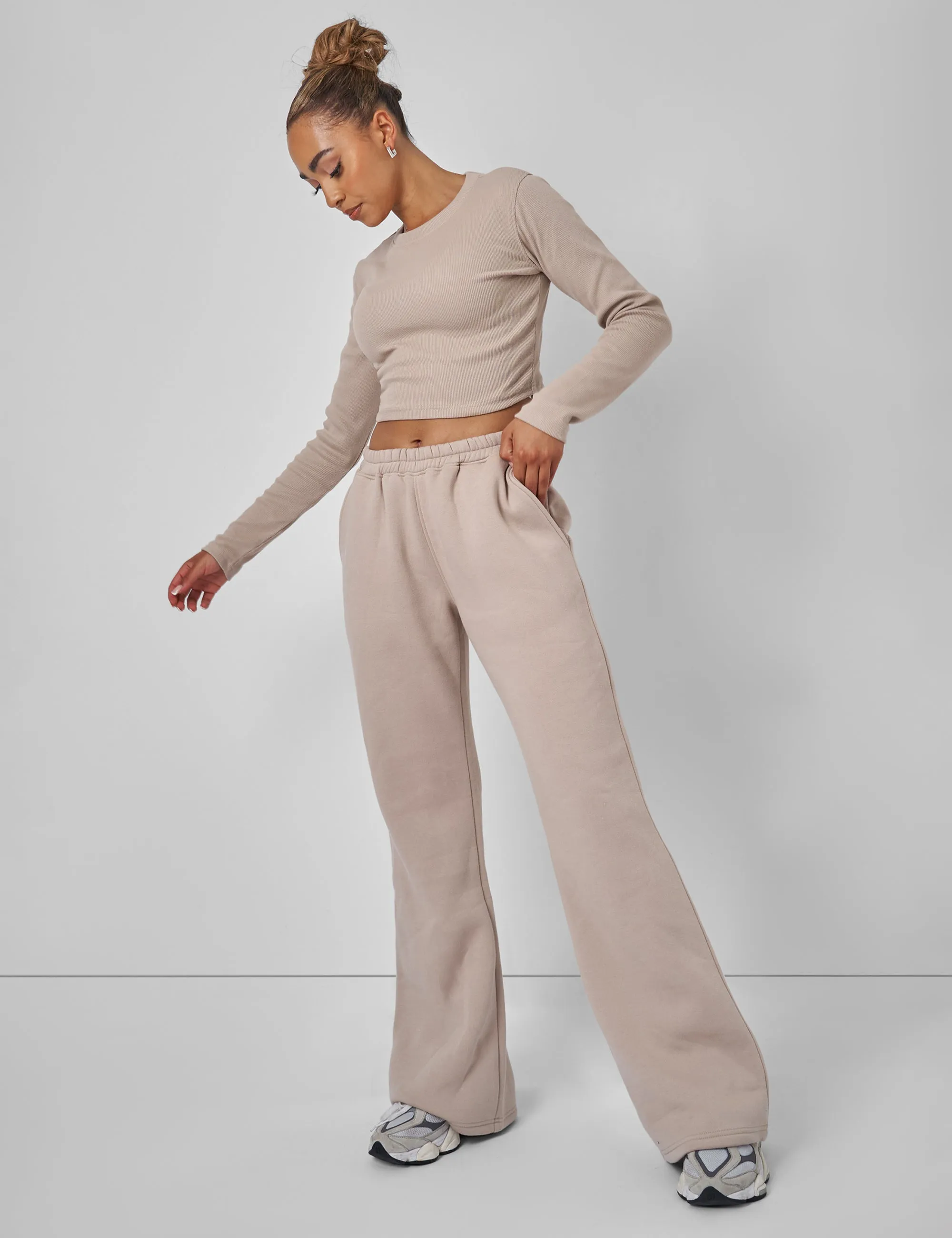 Wide Leg Sweat Pants Stone sold by Public Desire