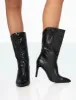 Lisel Wide Fit Black Croc Pu Pointed Toe Stiletto Heeled Ankle Boots sold by Public Desire