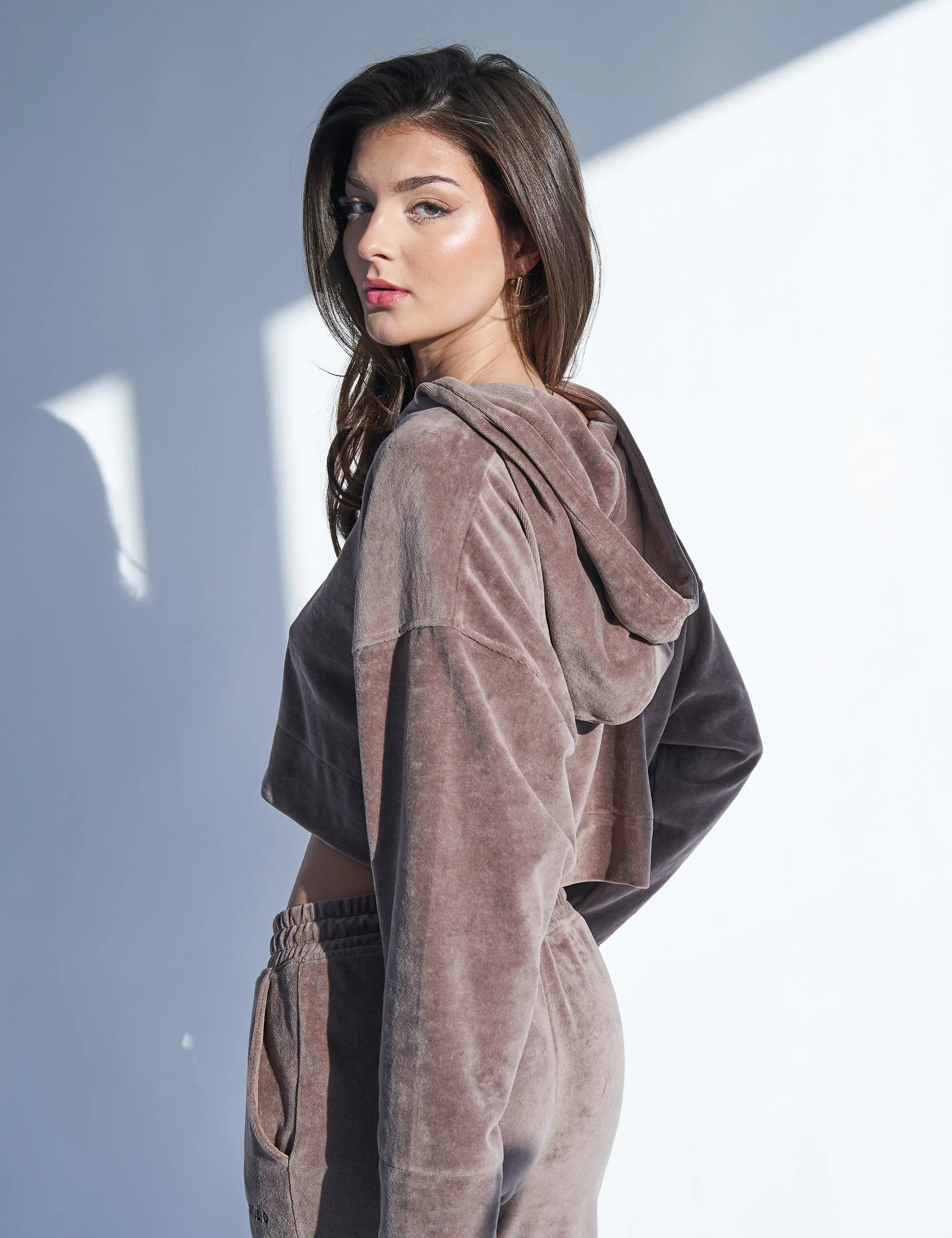 Kaiia Studio Logo Velour Hoodie Brown sold by Public Desire product image thumbnail 4