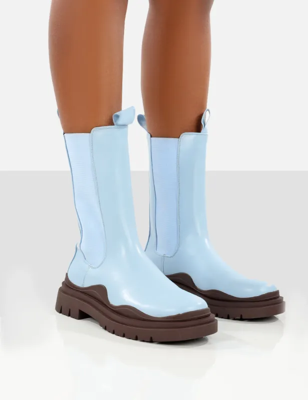 Cherry Blue Chunky Sole Chelsea Ankle Boots sold by Public Desire