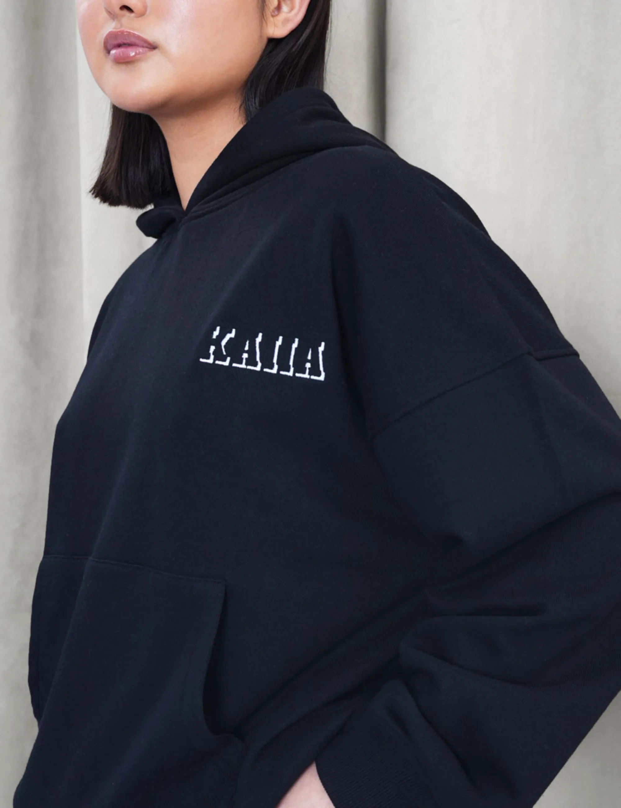 Kaiia Shadow Logo Oversized Hoodie Black sold by Public Desire product image thumbnail 4