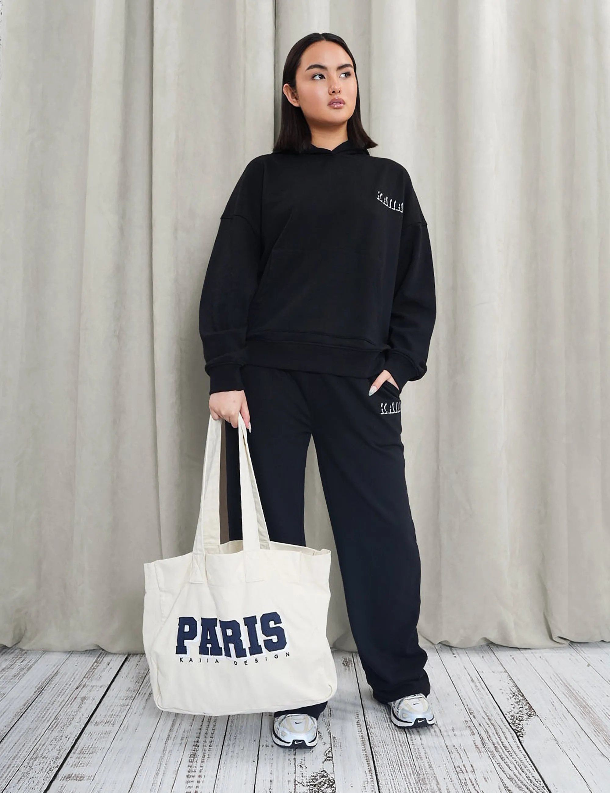 Kaiia Shadow Logo Oversized Hoodie Black sold by Public Desire product image thumbnail 3