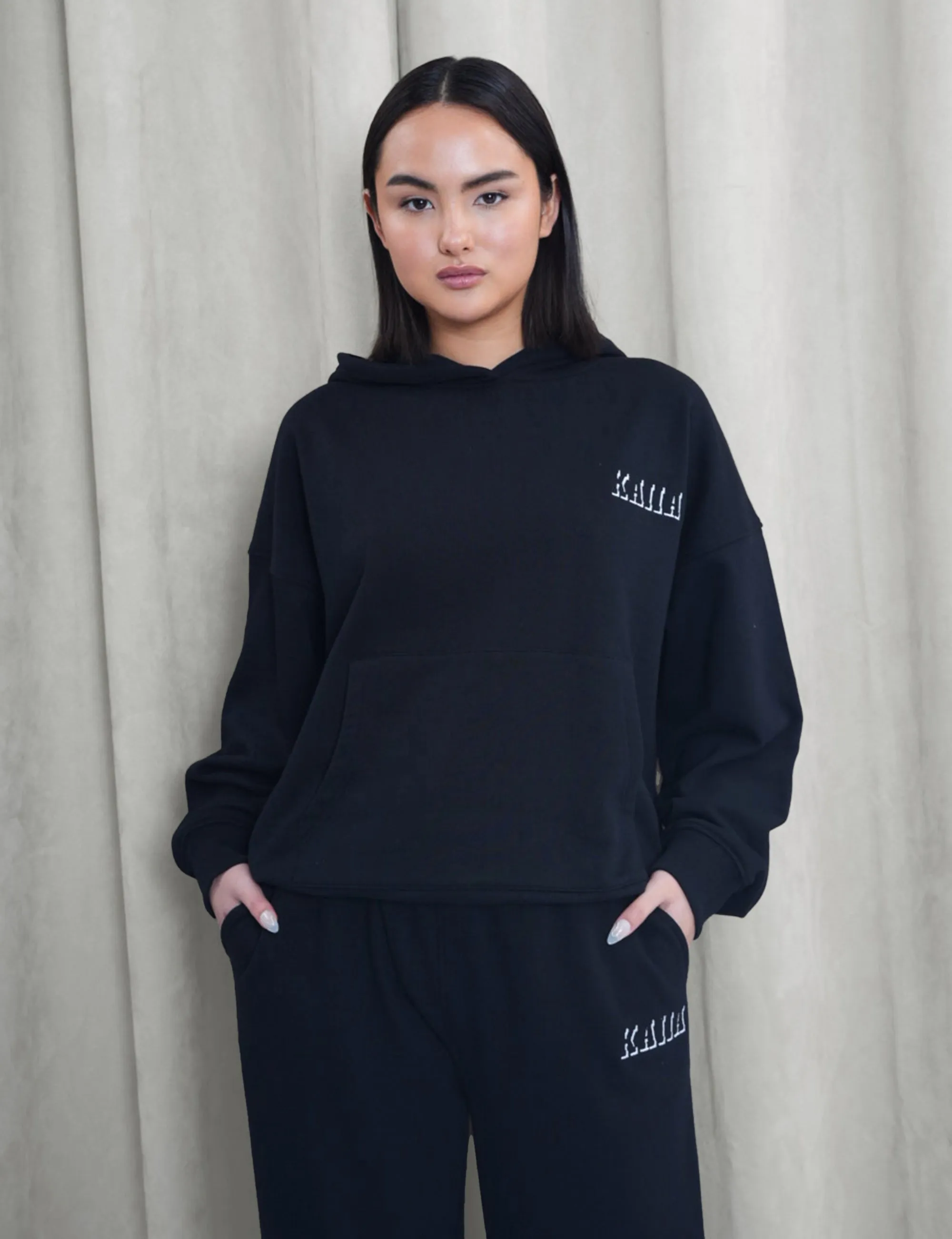 Kaiia Shadow Logo Oversized Hoodie Black sold by Public Desire