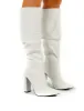 Yours White PU Heeled Knee High Block Boots sold by Public Desire