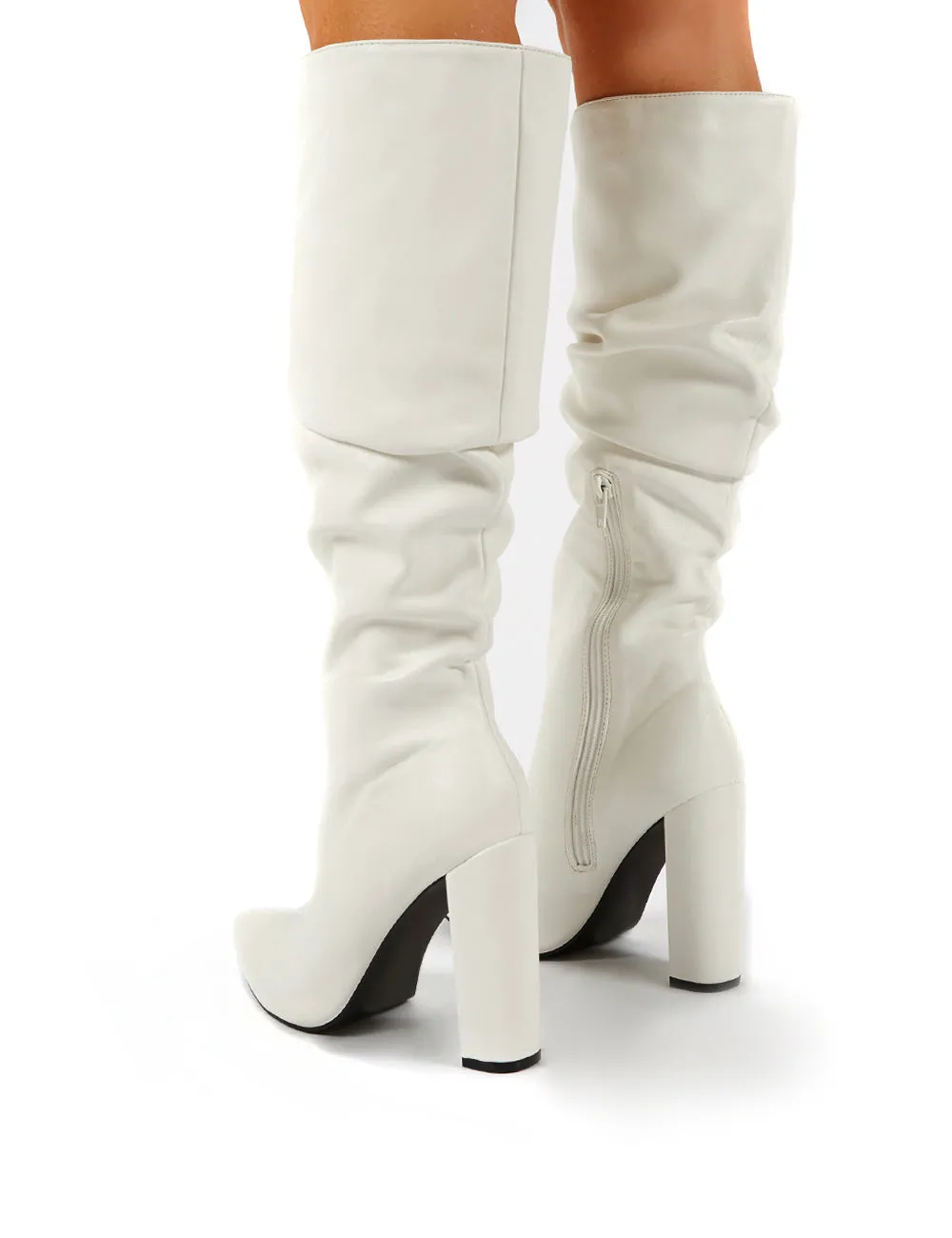 Yours White PU Heeled Knee High Block Boots sold by Public Desire product image thumbnail 2