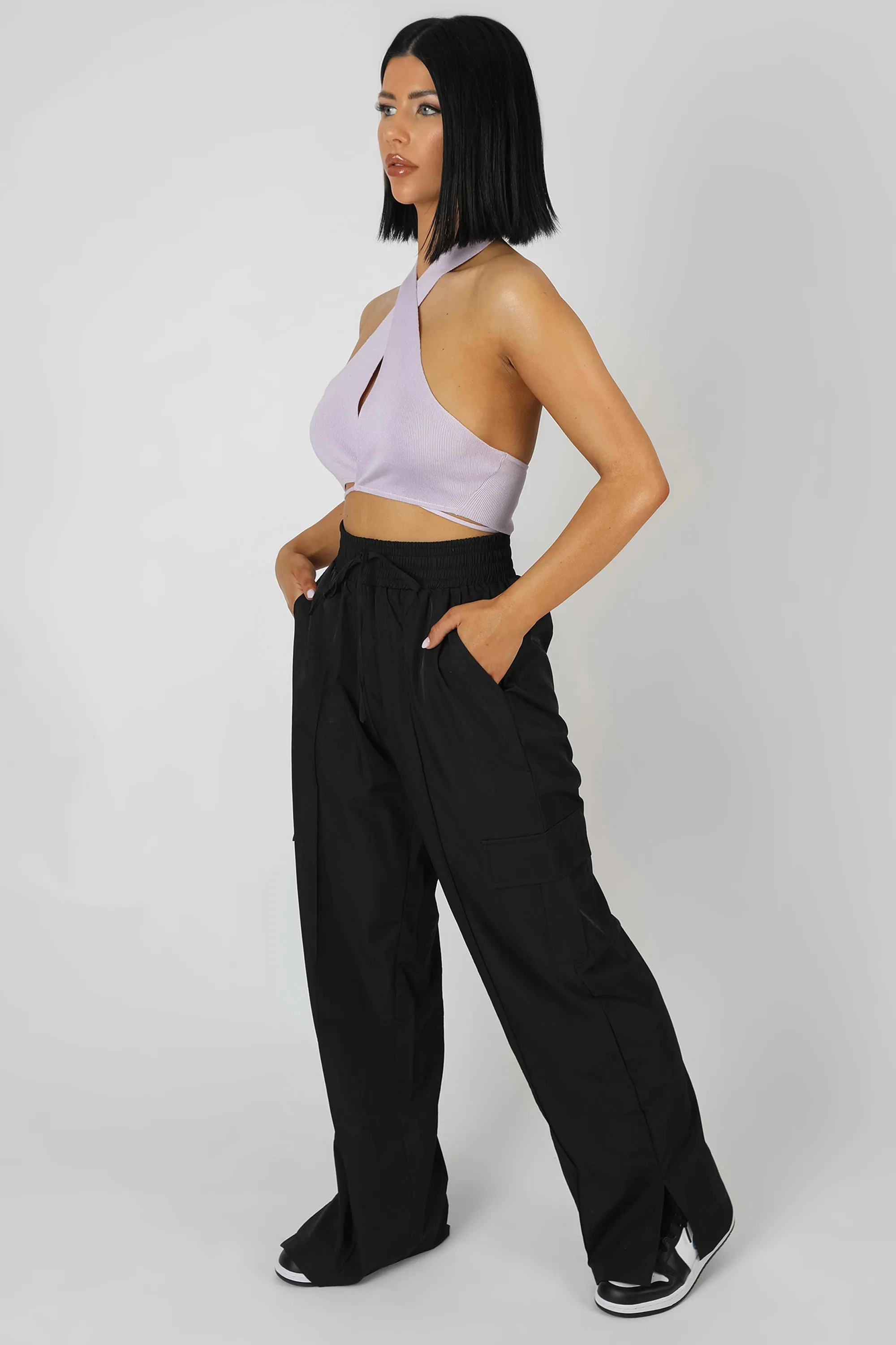 Wrap Front Halter Crop Top Lilac sold by Public Desire product image thumbnail 3