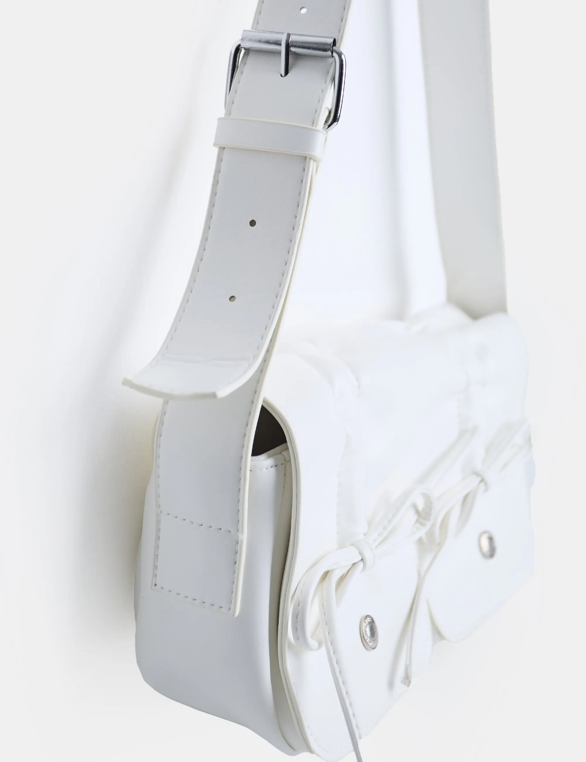 Ribbon White Ruched Shoulder Bag sold by Public Desire product image thumbnail 2