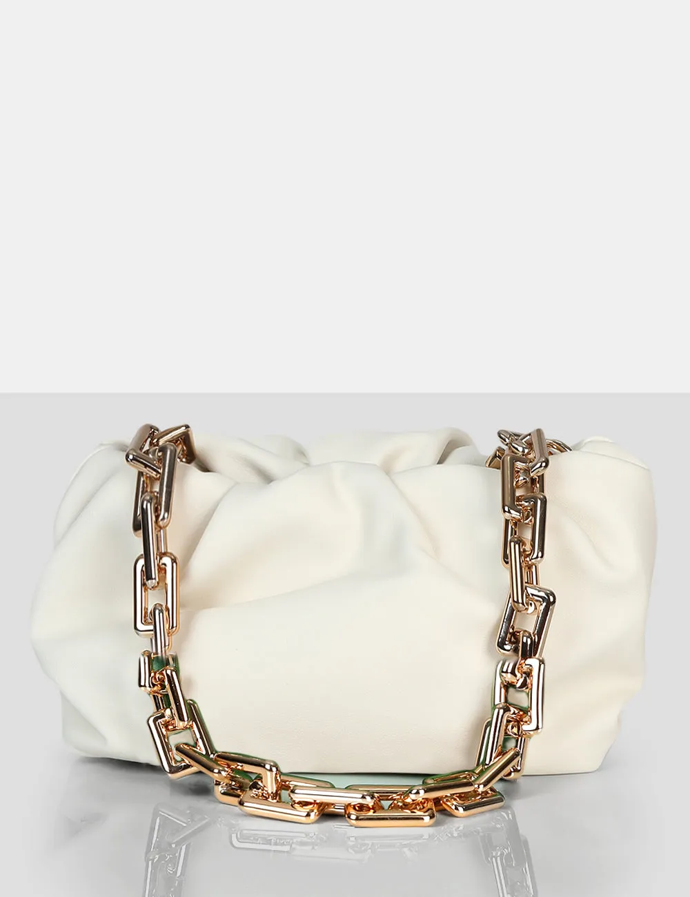 The Gossip White Chain Handbag sold by Public Desire