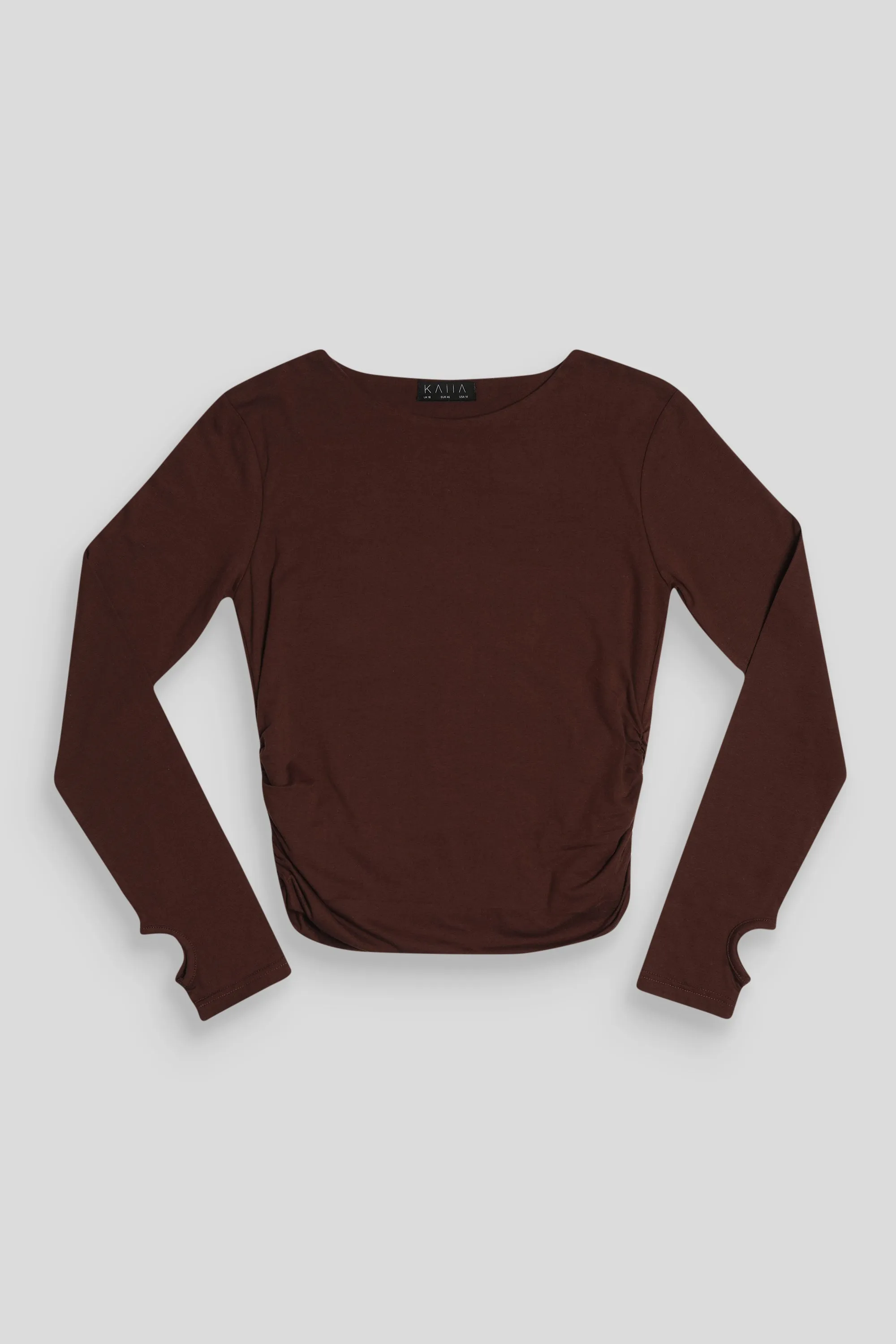 Curve Ruched Side Lounge Top Chocolate sold by Public Desire