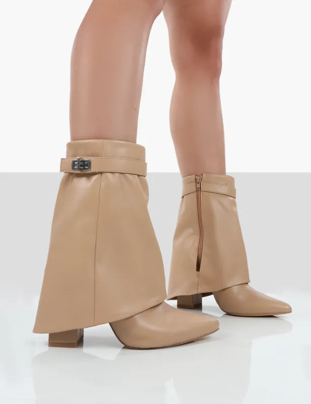 Fyre Tan Pointed Toe Heeled Ankle Boots sold by Public Desire