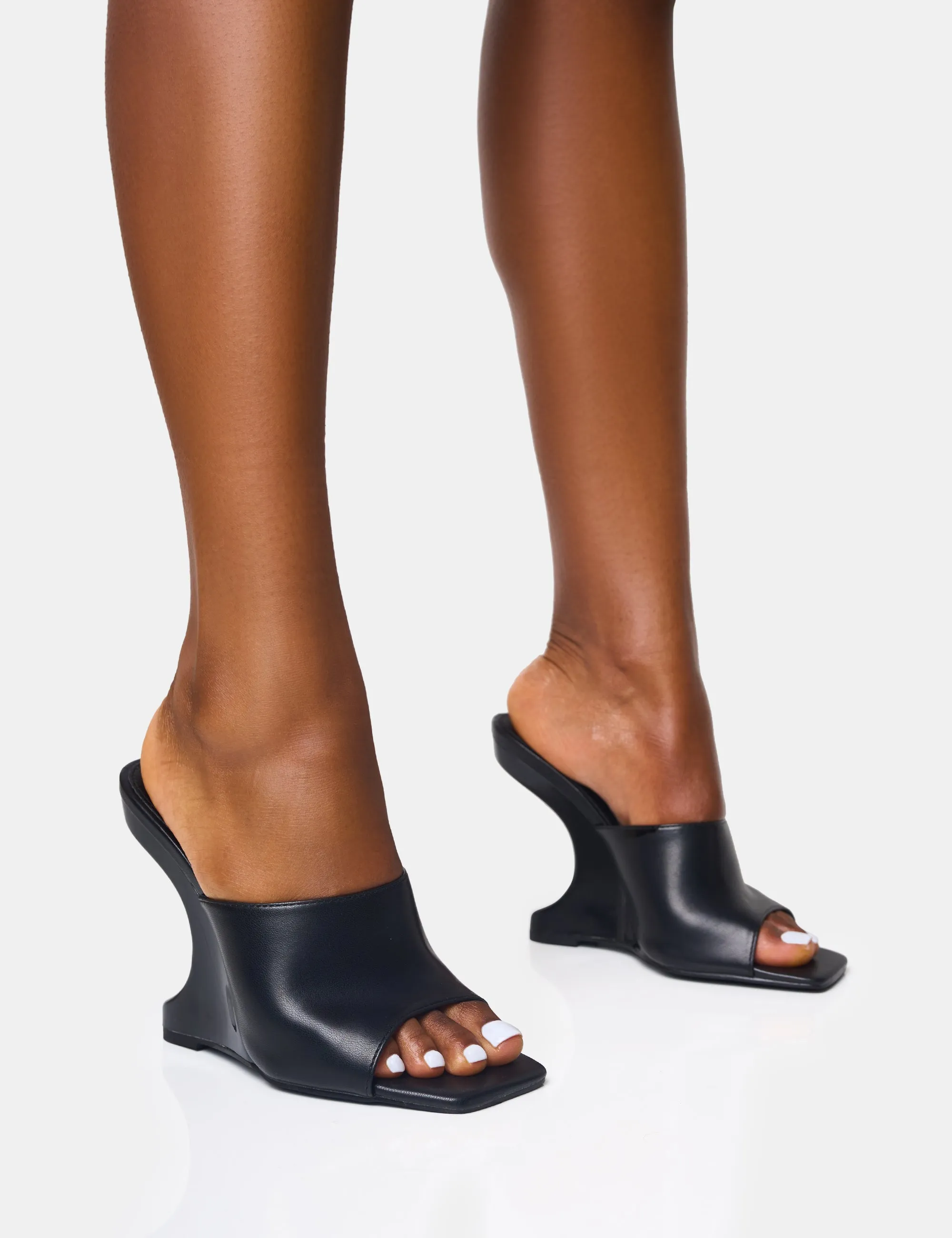 All in Black Structured Wedge Heels sold by Public Desire