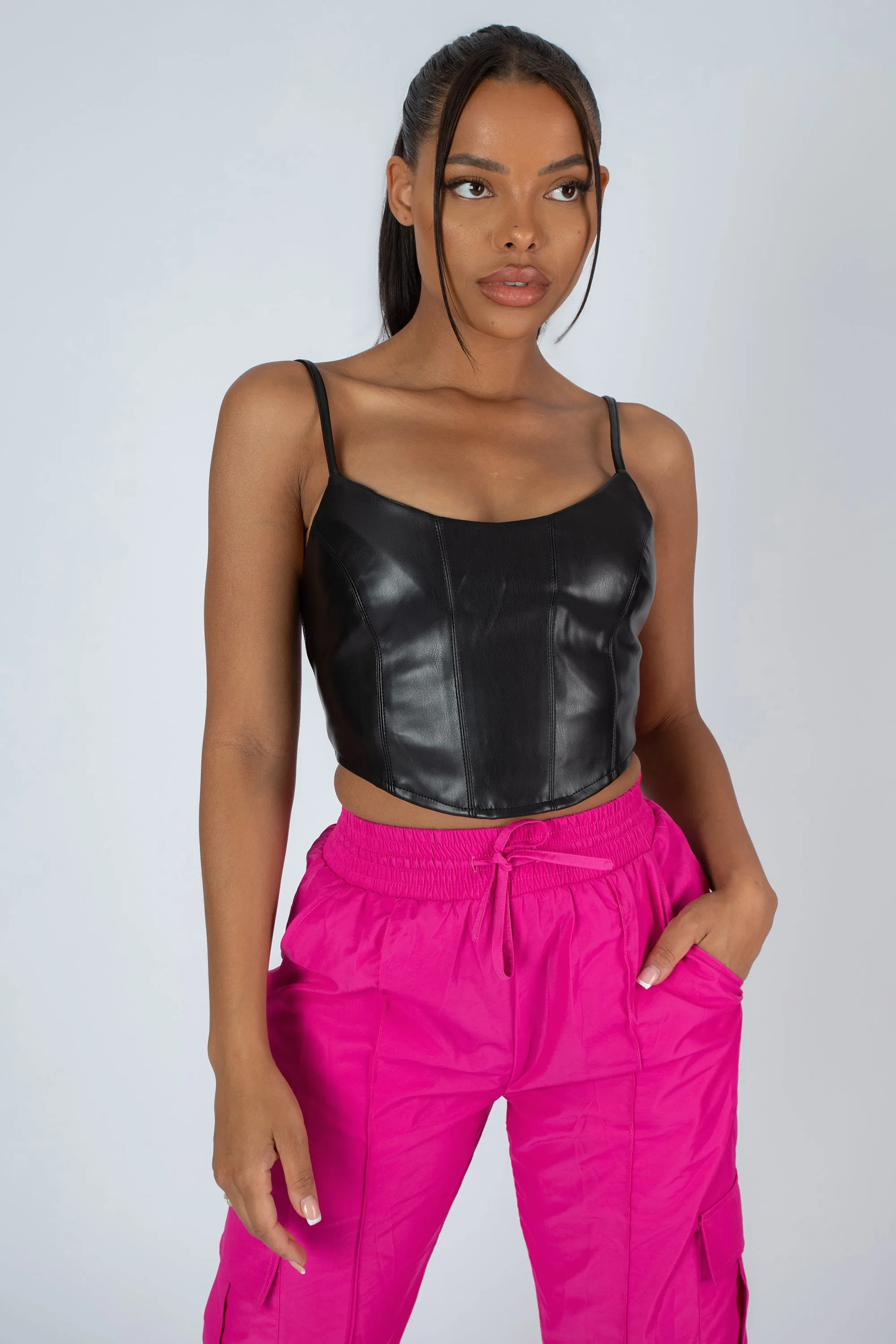 Seam Pu Corset Top Black sold by Public Desire product image thumbnail 2