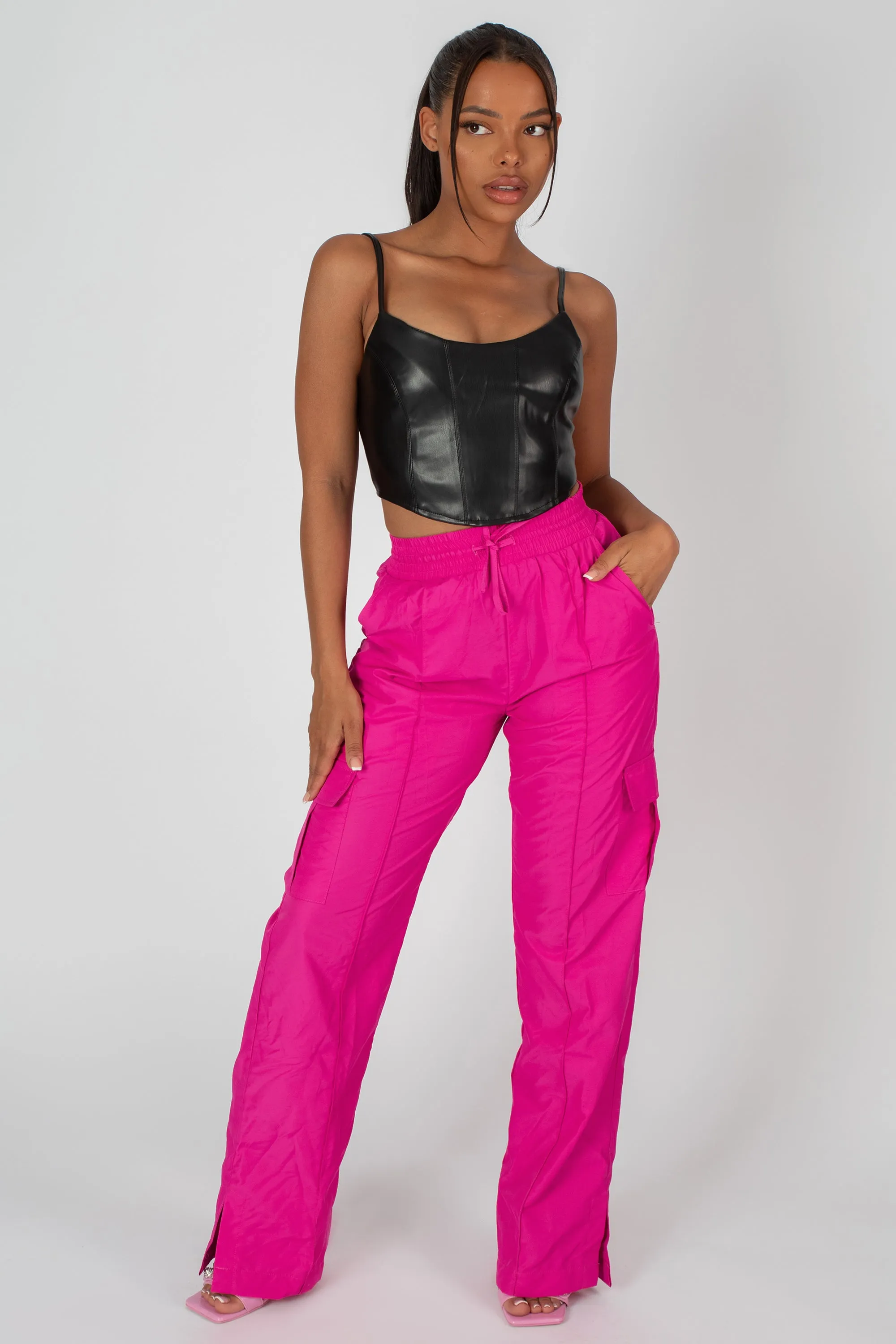 Seam Pu Corset Top Black sold by Public Desire