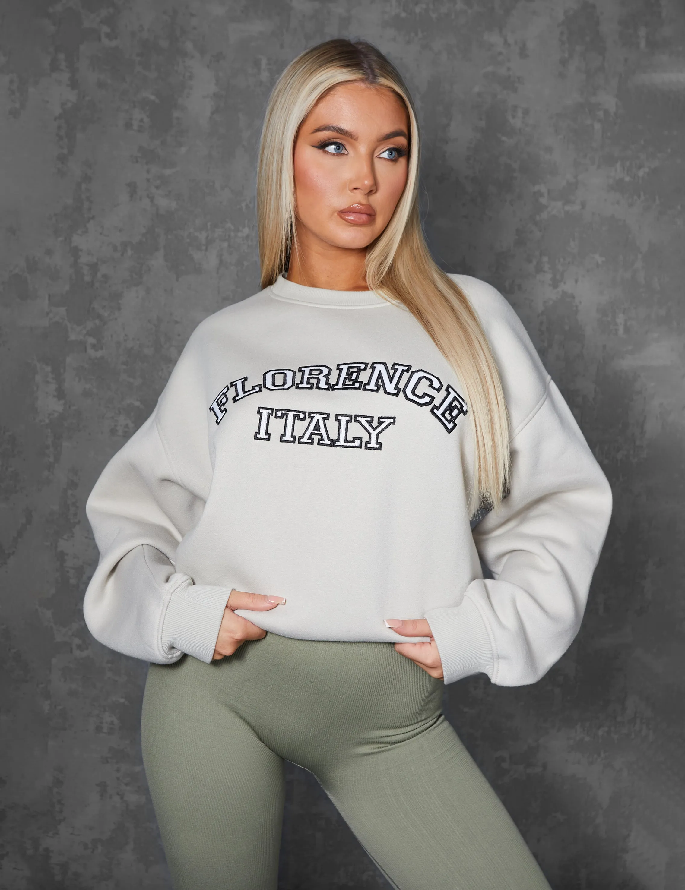 FLORENCE OVERSIZED SWEATSHIRT STONE sold by Public Desire product image thumbnail 4