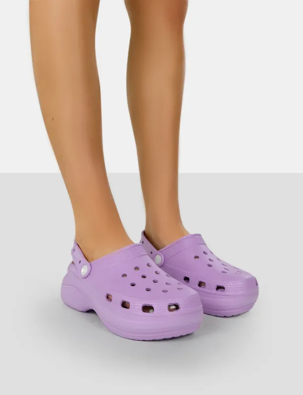 Vista Purple Rubber Platform Clog Sandals sold by Public Desire