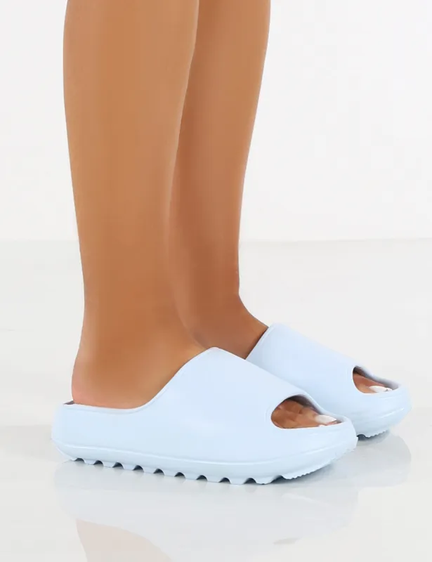 North Blue Rubber Ribbed Sole Sliders sold by Public Desire