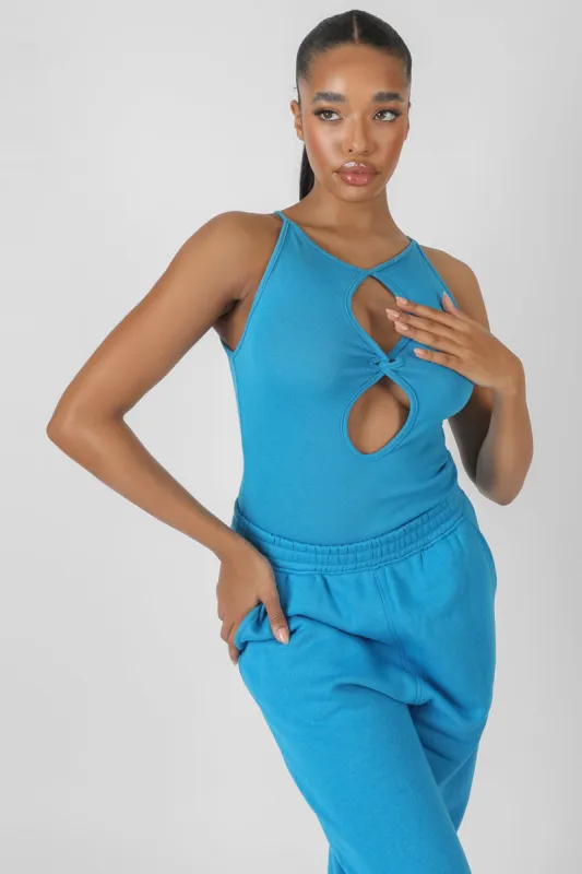 Twist Keyhole Sleeveless Bodysuit Blue made by Public Desire